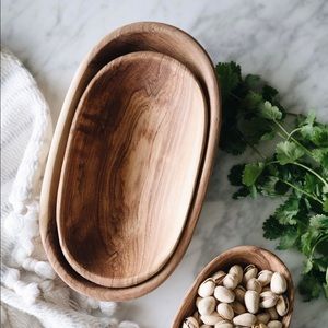 Connected Goods Wild Olive Wood Oval Serving Bowl Set